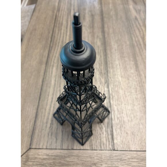 Miniature Eiffel Tower Wire Sculpture 12.25" Tall Black Metal Home Decor - Picture 4 of 4